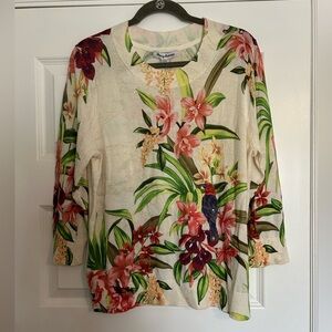Tommy Bahama Floral Top in Cream and Green